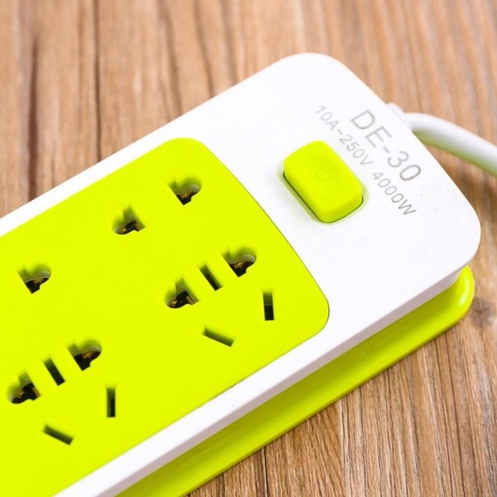 Ổ Cắm Điện Đa Năng Thông Minh Chống Giật 6 Lỗ Kèm 3 Cổng Usb Tiện Dụng (Xanh) - Giao Hàng Toàn Quốc