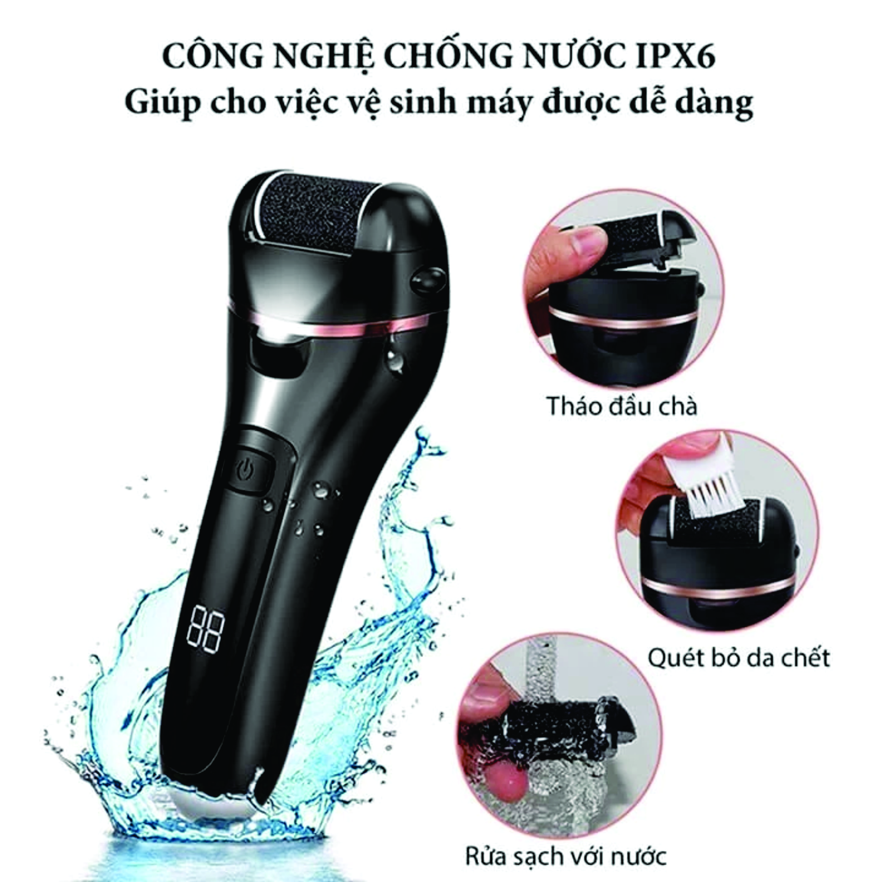Dụng Cụ Mài, Chà Gót Chân Tẩy Da Chết Sạc Điện 2 Tốc Độ + Tặng Bộ Dụng Cụ Chà Gót Chân 10 Món Hàng Chính Hãng