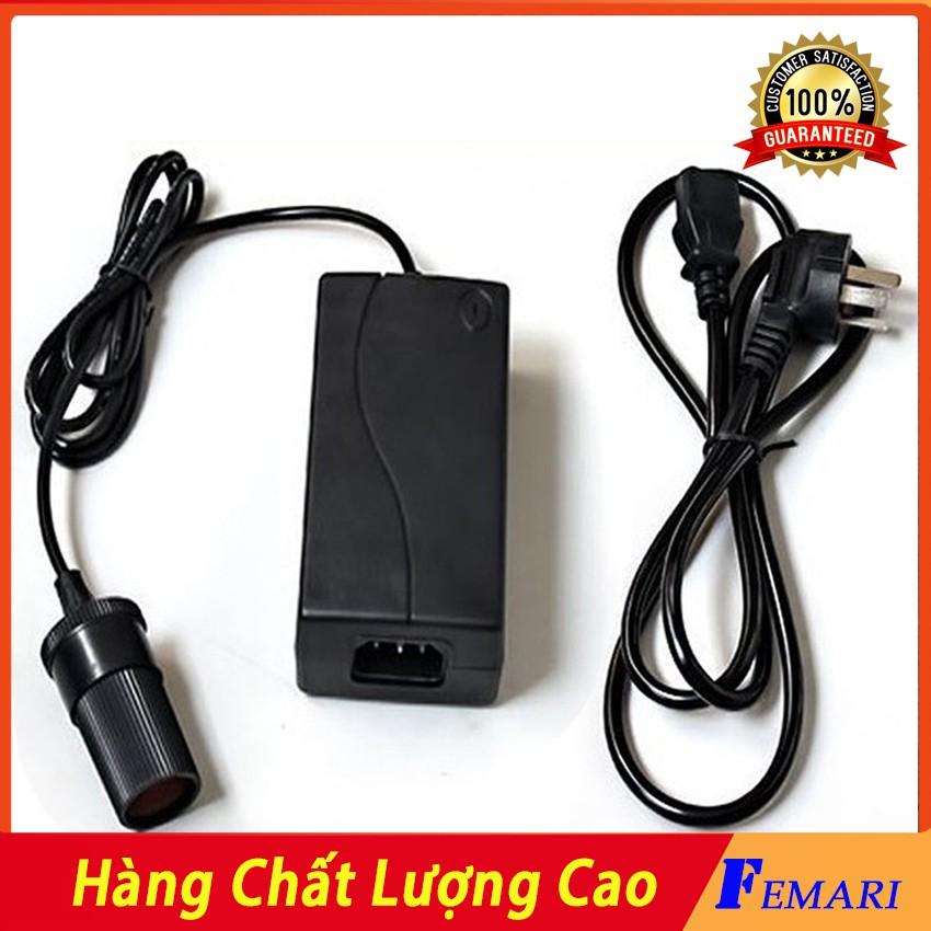 Bộ Adapter chuyển điện điện 220V Sang 12V - Bộ chuyển tẩu sạc xe dùng Cho Máy Bơm, Máy Hút Bụi Ô Tô Xe Hơi FEMARI