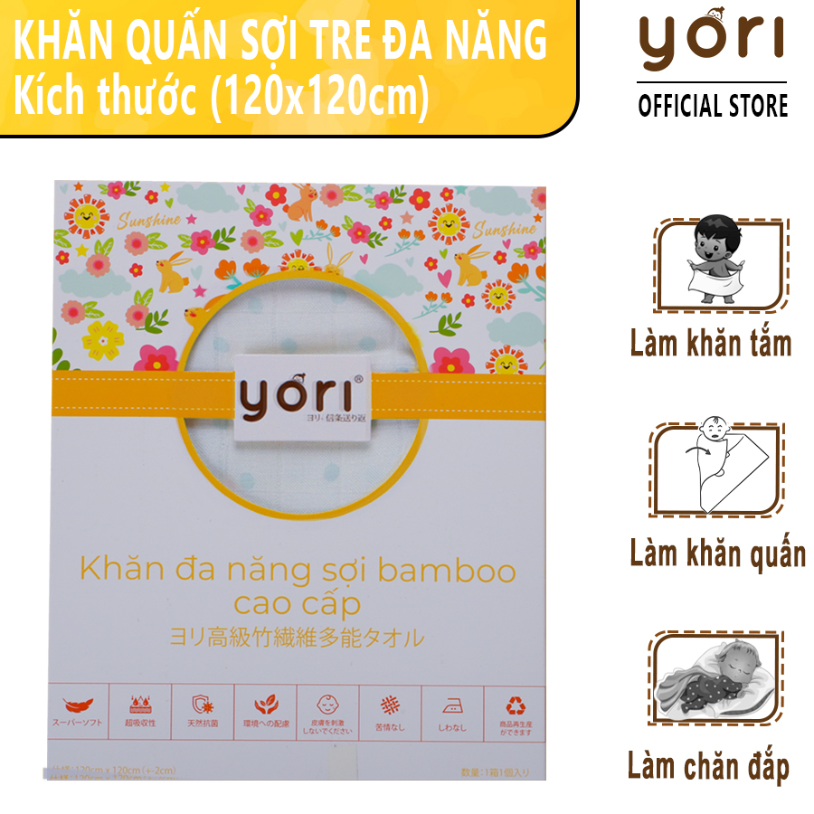 Khăn quấn cho bé sơ sinh hình chấm bi xanh (120x120cm) Yori