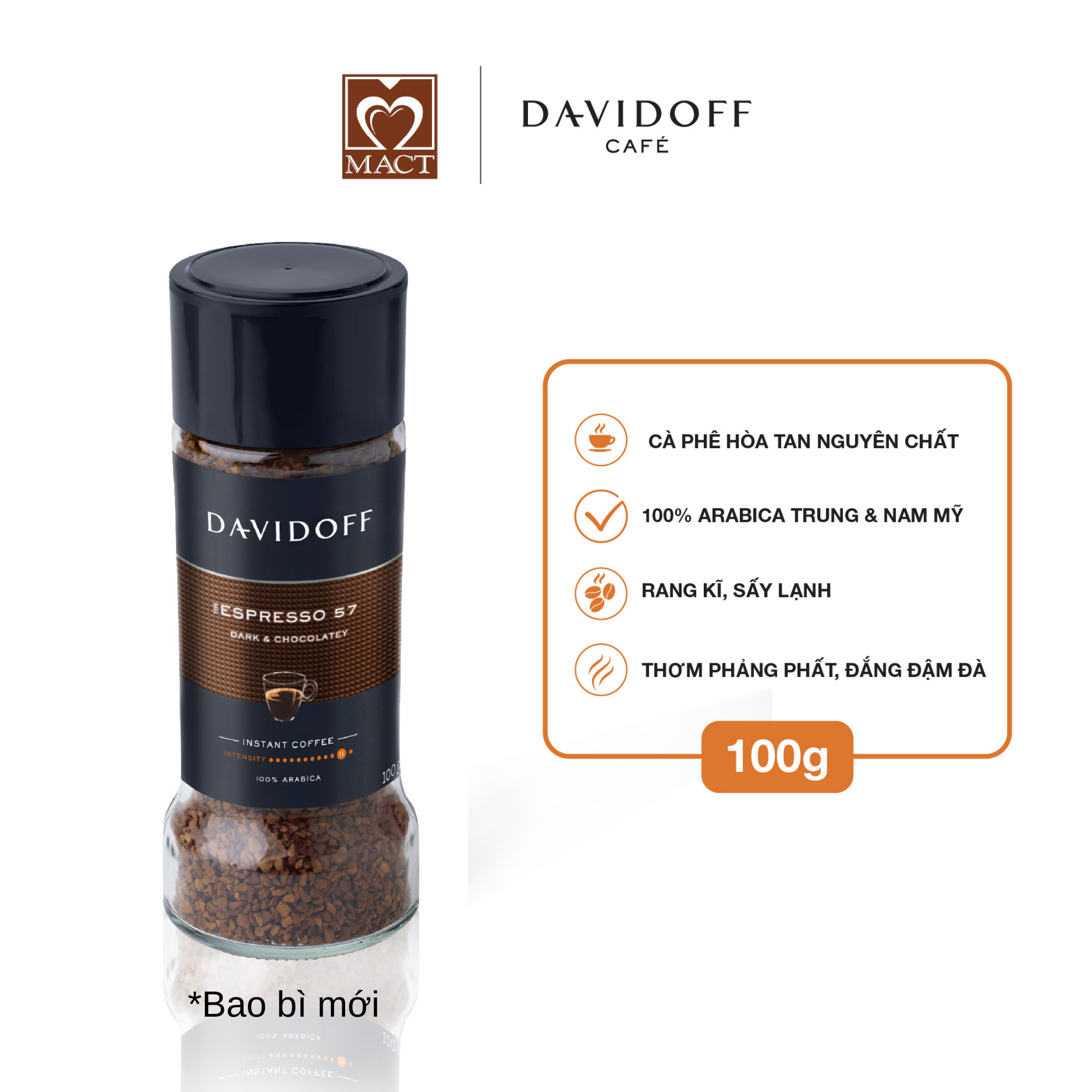 Cà Phê Hòa Tan Davidoff Café  Espresso 57 D100E (100g)