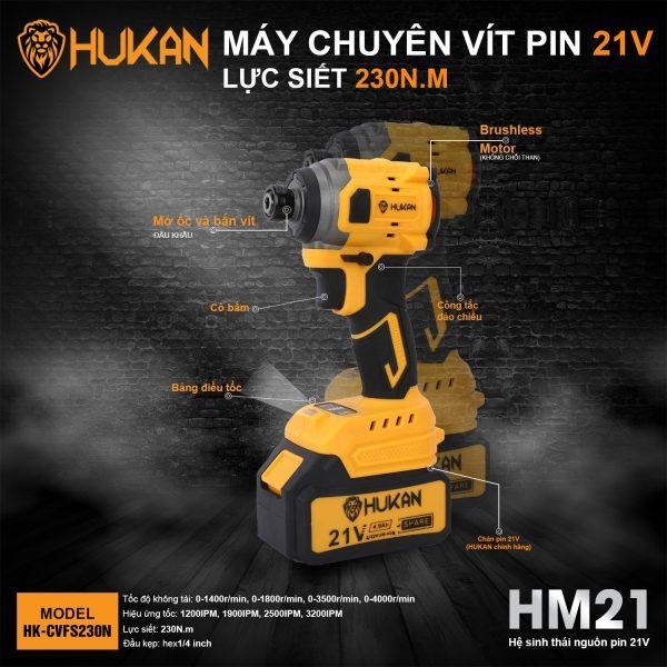 MÁY CHUYÊN VÍT 230NM HK-CVFS230N HUKAN (2 PIN + 1 SẠC) - HÀNG CHÍNH HÃNG