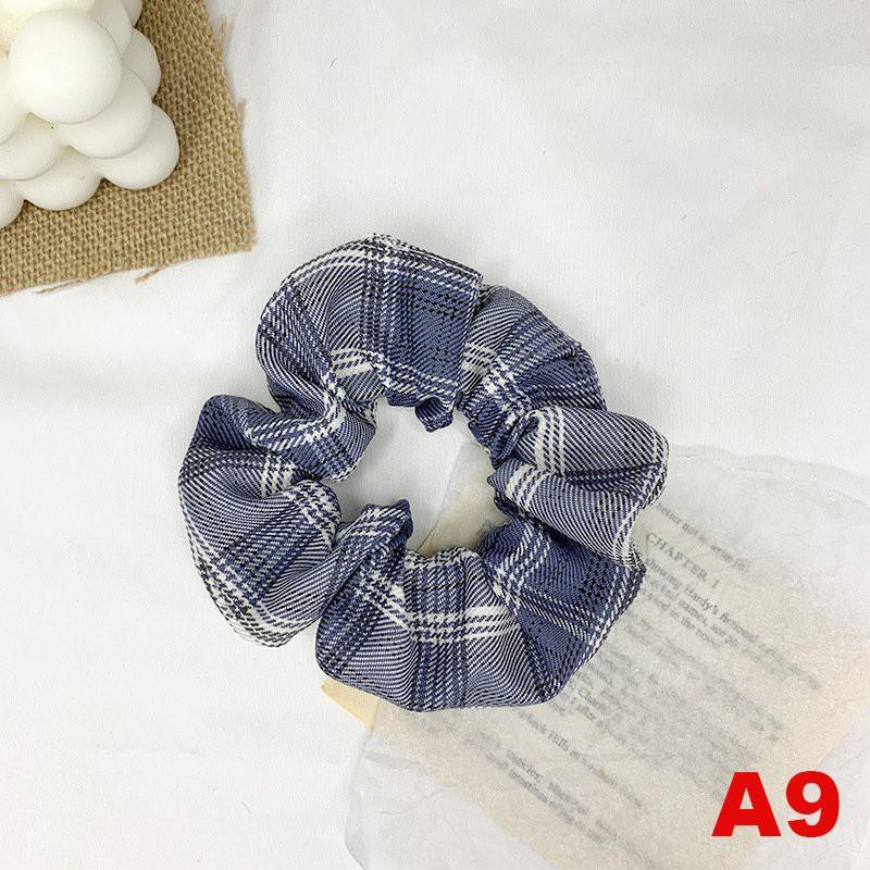 Dây buộc tóc scrunchies nữ kiểu hàn quốc cute vải kẻ đẹp nhiều màu - day buoc toc nu han quoc