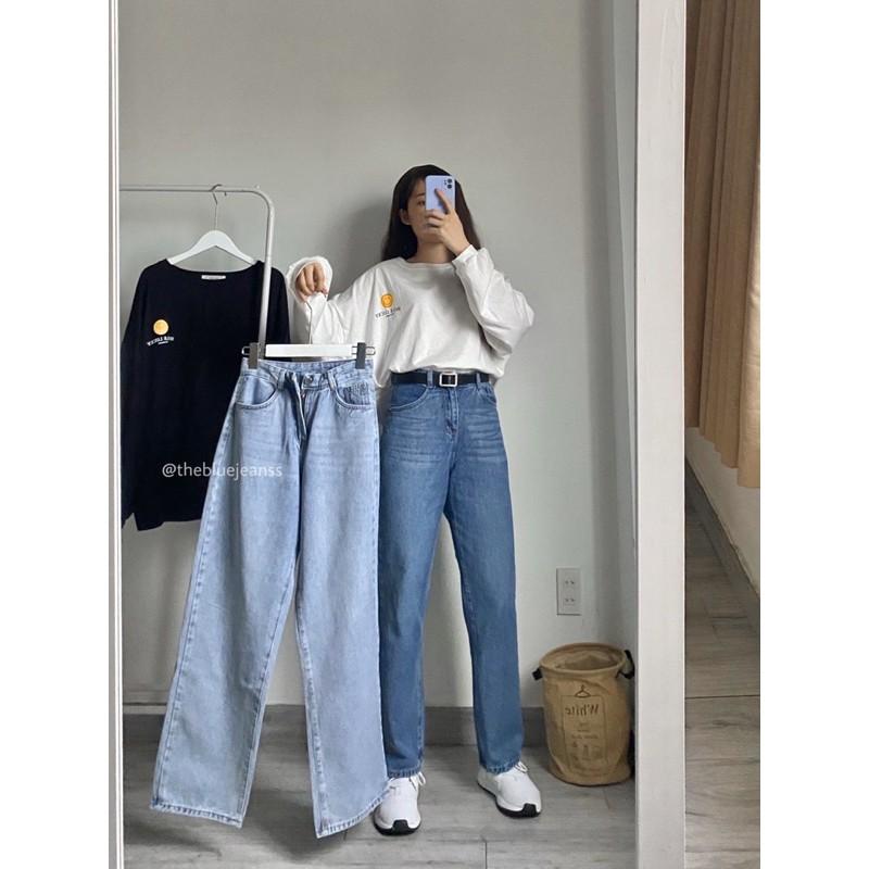 Quần Jeans Ống Rộng Dài Phủ Gót