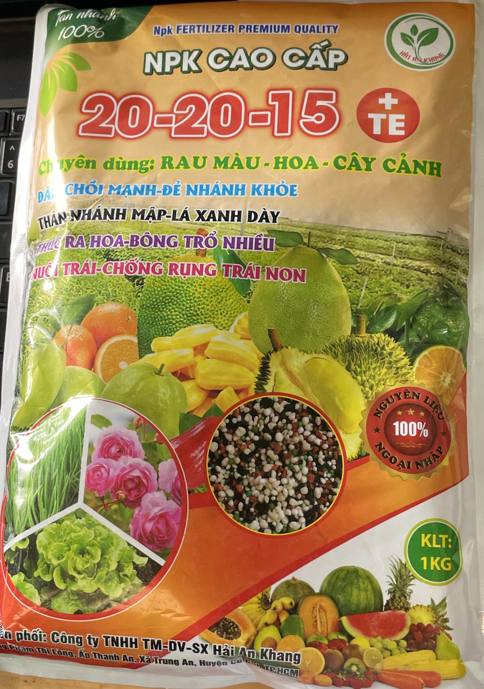 Phân bón NPK 20-20-15 TE gói 1kg HAK