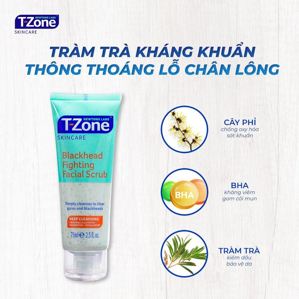 Tẩy da chết  hỗ trợ giảm mụn đầu đen T-Zone Blackhead fighting Facial Scrub 150ml