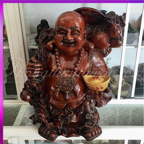 Phật Di Lặc Vác Đào Ngũ cao 40cm +Chai xịt tượng Ngũ vị kèm Khăn