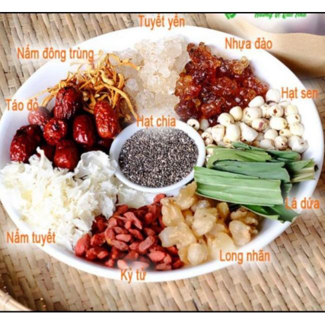 Chè dưỡng nhan tuyết yến bổ dưỡng thanh mát mỗi 1 set gồm 12 vị nấu được khoảng 12 chai 330ml