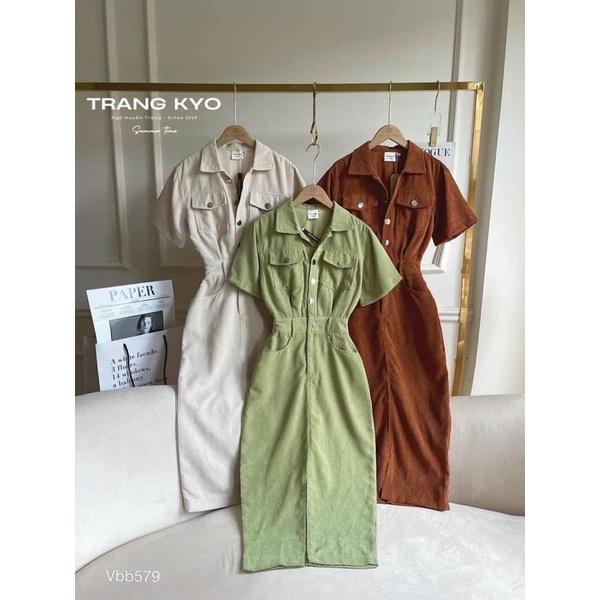 vải nhung tăm to màu xanh bơ hot trend may váy áo thu đông