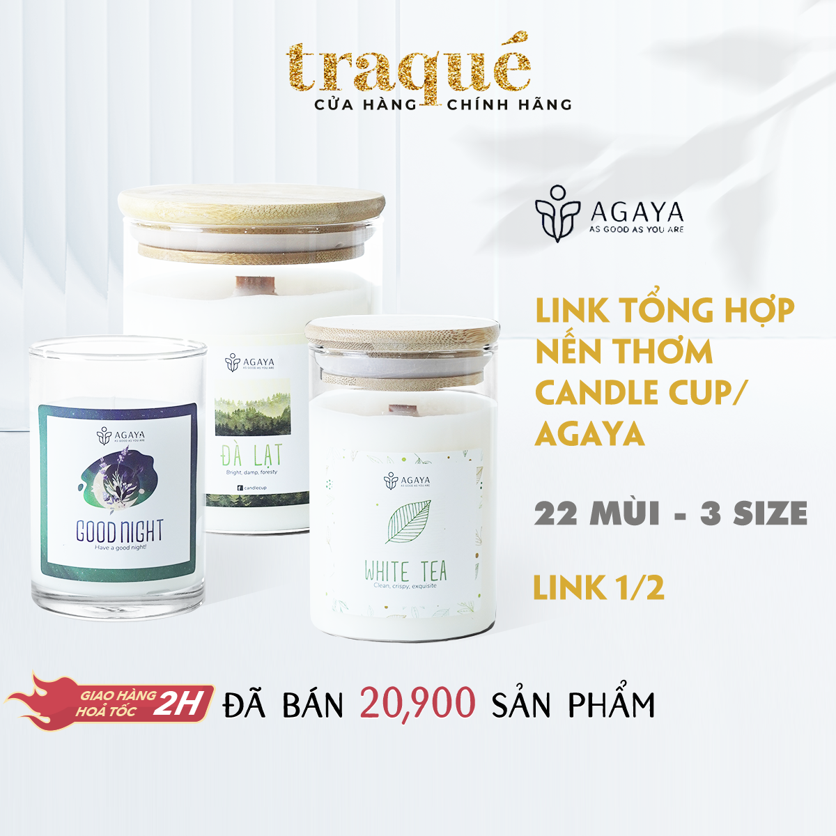 Nến thơm tinh dầu cao cấp không khói an toàn Candle Cup - White Tea - XS - 45g