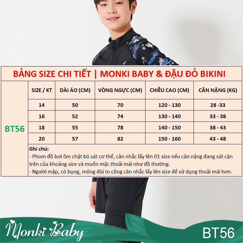 Bộ bơi bé trai dài tay quần dài chống nắng kèm mũ, quần bơi dài liền quần đùi tiện dụng, áo khóa kéo dễ dùng, chất liệu thun bơi lạnh dày mịn đẹp | BT56