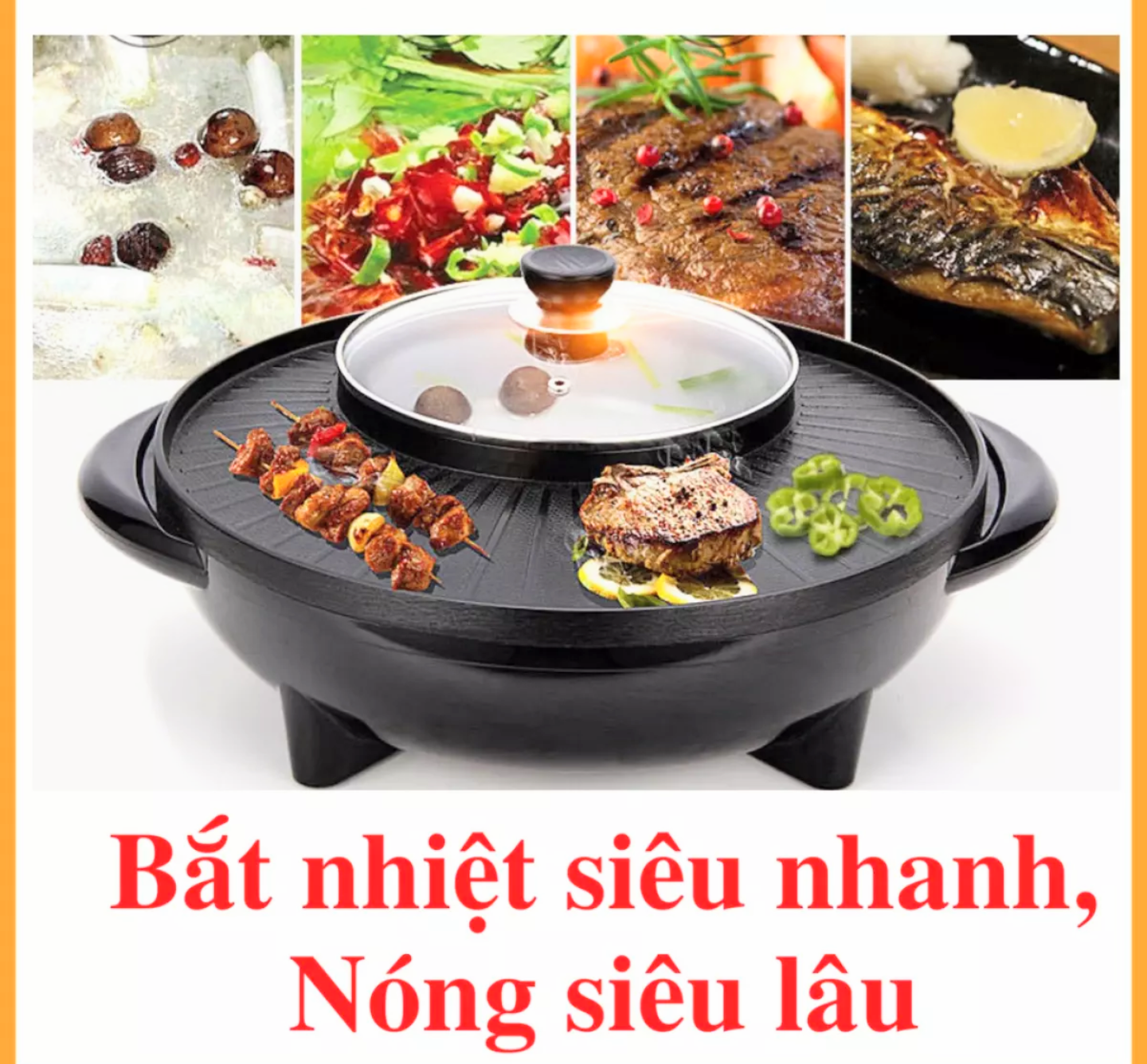BẾP NƯỚNG ĐIỆN NẤU LẨU 2 TRONG 1 ĐA NĂNG CHỐNG DÍNH HÀNG CAO CẤP LOẠI TỐT