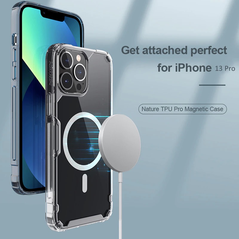 Ốp lưng hỗ trợ sạc không dây cho iPhone 13/13Pro/13Pro Max hiệu Nillkin không ố vàng-Hàng chính hãng