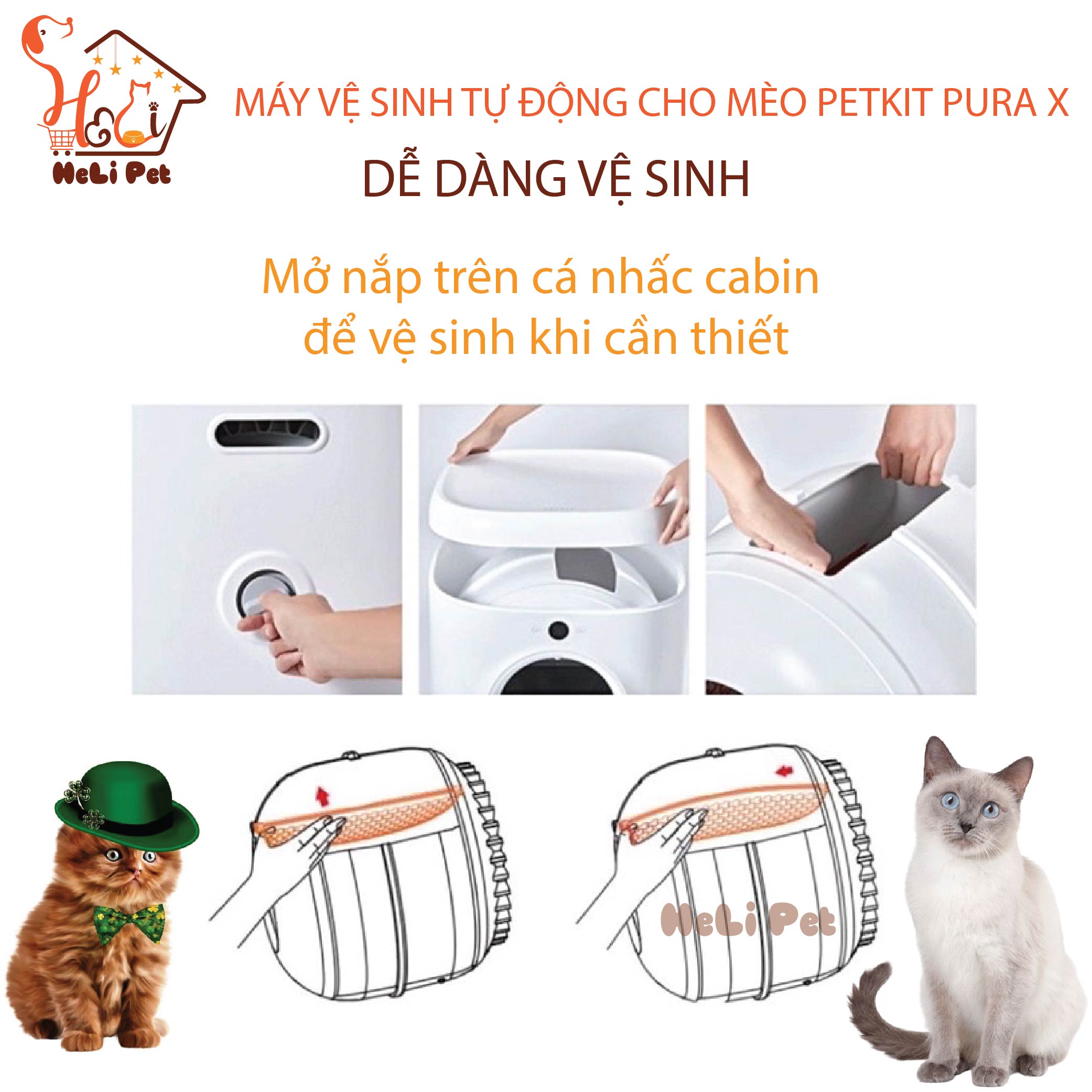 Máy Vệ Sinh, Dọn Phân Mèo Tự Động PETKIT PURA X  2024 - HeLiPet