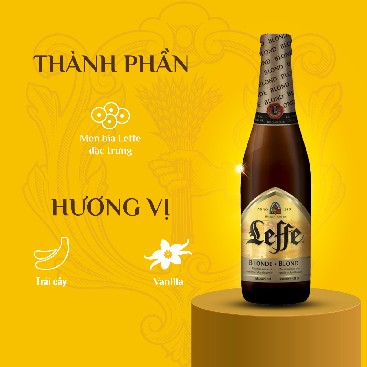 Thùng 24 Chai Bia Leffe Blonde - Bia Thầy Tu Nhập Khẩu Bỉ