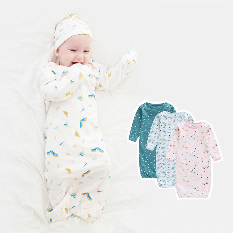 Unisex Cotton Cho Bé Ngủ Áo Sơ Sinh Túi Ngủ Trẻ Sơ Sinh Bé Trai Bé Gái Váy Ngủ Dài Tay Nhà Trang Phục Đồ Ngủ Có Nón Bộ