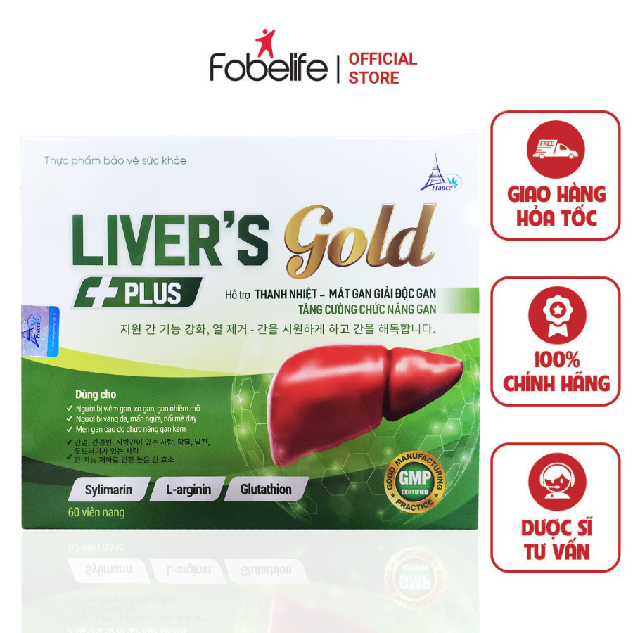 Viên Uống Tăng Cường Chức Năng Gan Cho Người Men Gan Cao Gan Nhiễm Mỡ Viêm Gan Liver Gold plus ( Hộp 60 viên )