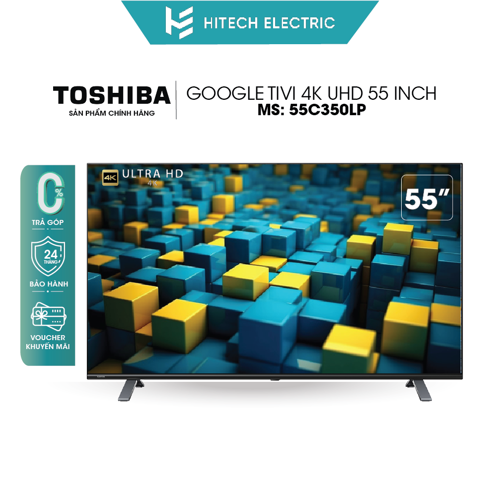 Smart TV TOSHIBA Google LED 4K UHD tràn viền 55'' 55C350LP - Tìm kiếm bằng giọng nói - Bảo hành chính hãng 2 năm