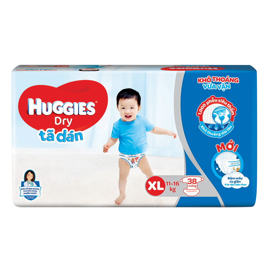 Combo 4 gói tã dán Huggies XL38 (11-16kg)