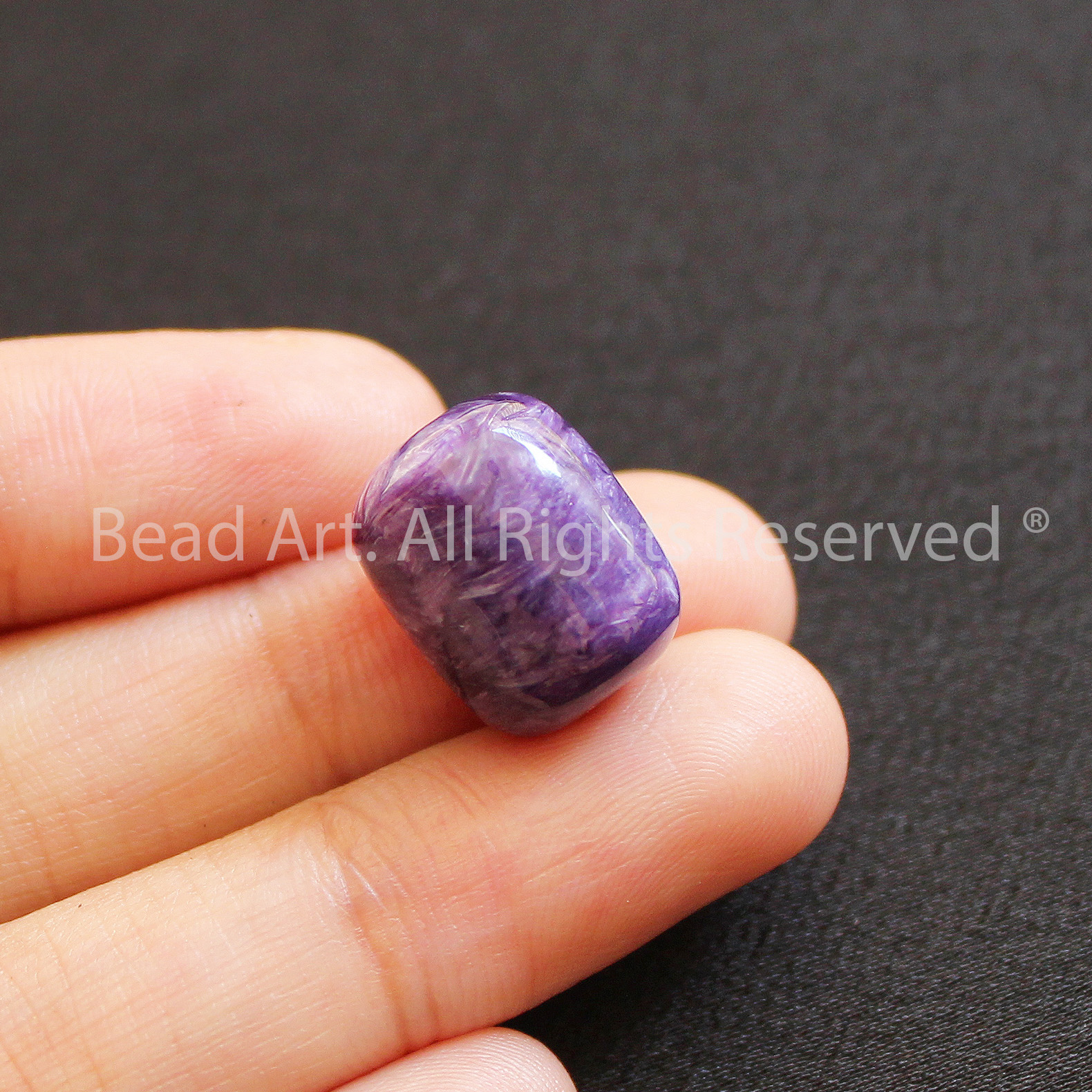 [1 Hạt] 14x11MM Lu Thống Đá Mắt Rồng Tím, Charoite, Tự Nhiên Loại AAA, Phối Vòng Tay Phong Thuỷ, Chuỗi Hạt, Trang Sức, Mặt Dây Chuyền, Hợp Mệnh Thổ, Hỏa - Bead Art