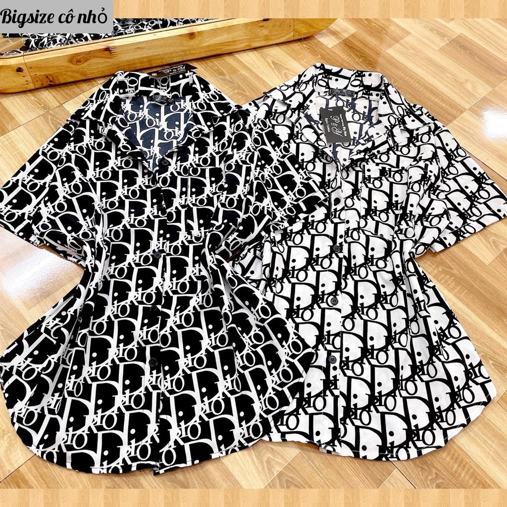Áo sơ mi bigsize nữ tay ngắn có họa tiết dio chất lụa SMHT DIO - Màu trắng