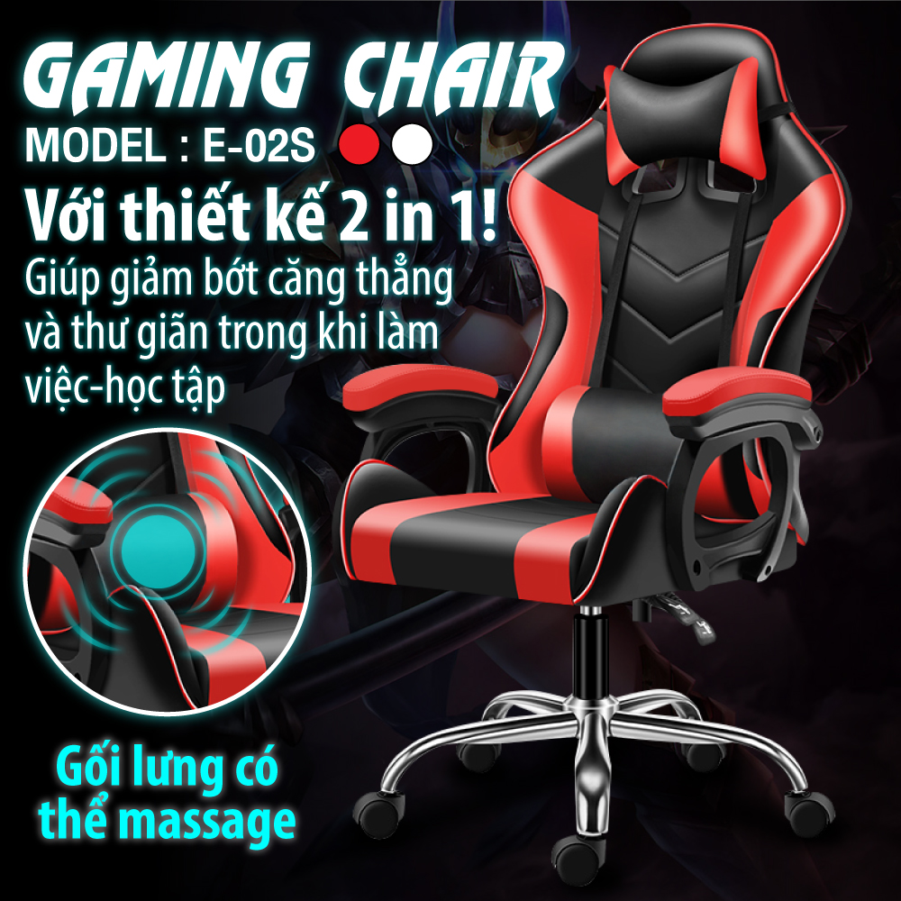 Ghế gaming  cao cấp dành cho game thủ BG model mới E02-S RED (hàng nhập khẩu)