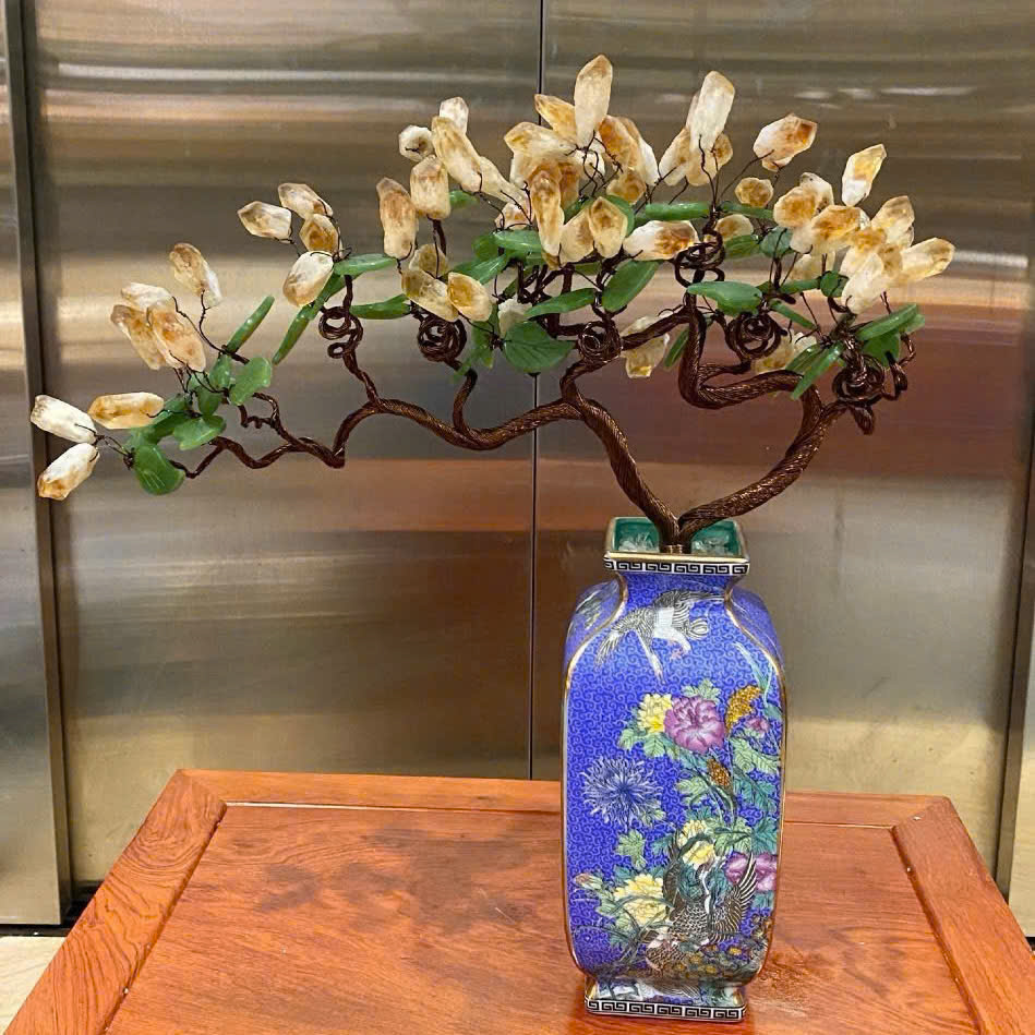 Cây Tài Lộc Mầm Tinh Thể Thạch Anh Vàng – Chậu Gốm Sứ Cao Cấp – Trang Trí Sang Trọng