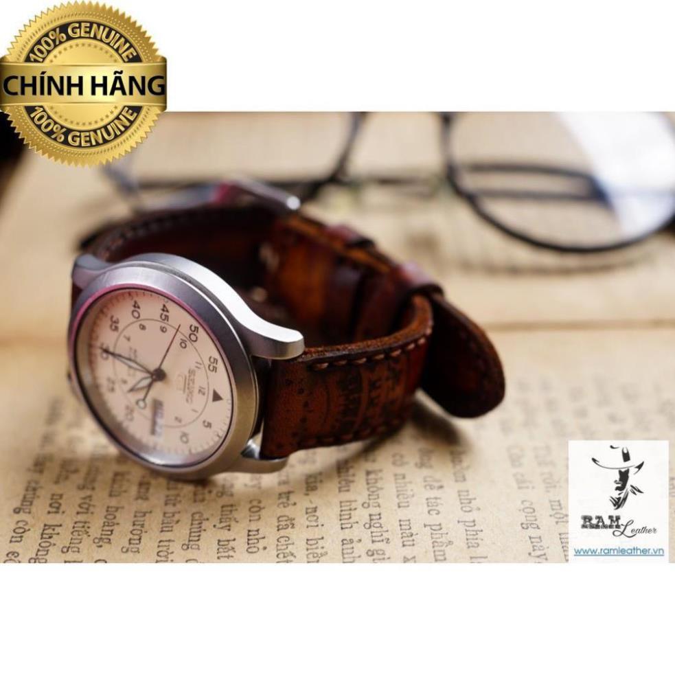 TỔNG HỢP DÂY SEIKO5 37MM DA BÒ THẬT - SIZE 18 CHÍNH HÃNG RAM LEATHER - P1