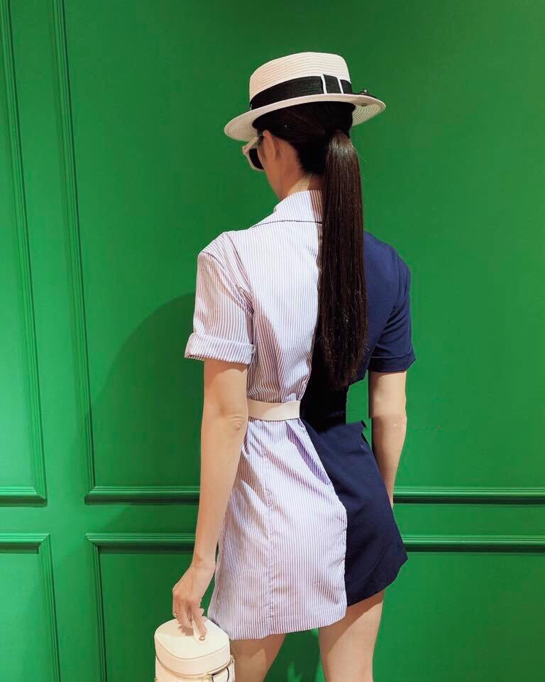 Đầm dáng vest phối 2 màu sang trọng