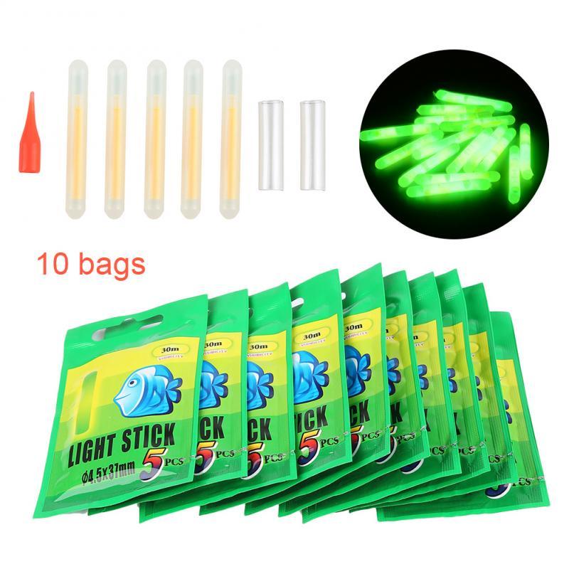 50PCs Fishing Float Light Stick Fluorescent Lightstick Night Float Rod Light Dark Glow Stick Fishing Tackle Floating 4.5*37mm