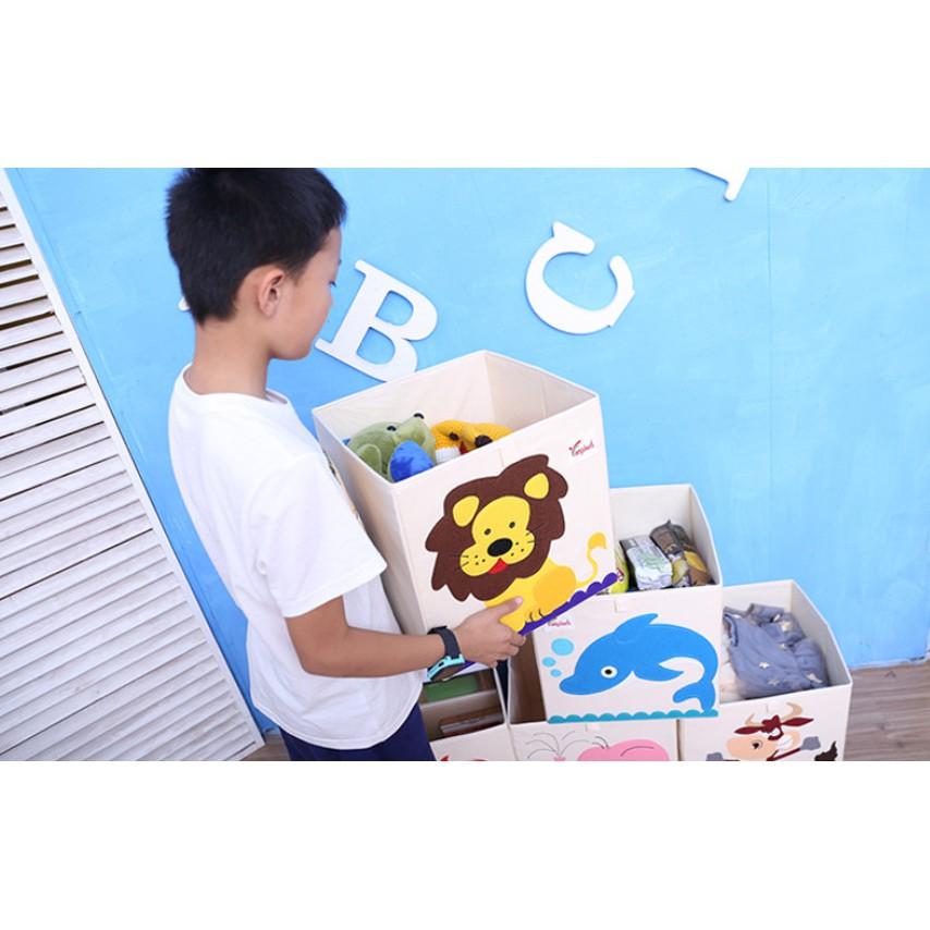 Hộp lưu trữ đồ chơi cho bé hoạ tiết hoạt hình ngộ nghĩnh, chống nước