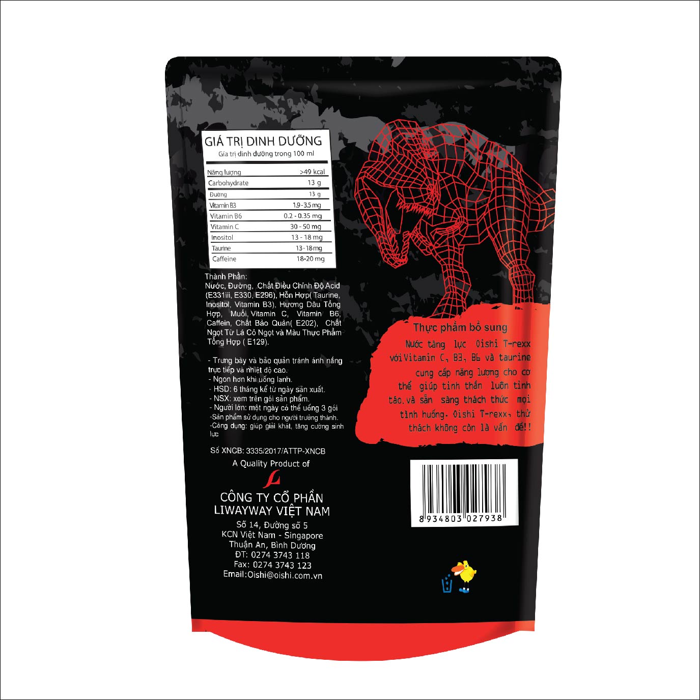Combo 10 túi Oishi Nước Tăng Lực Vị Dâu T-Rexx