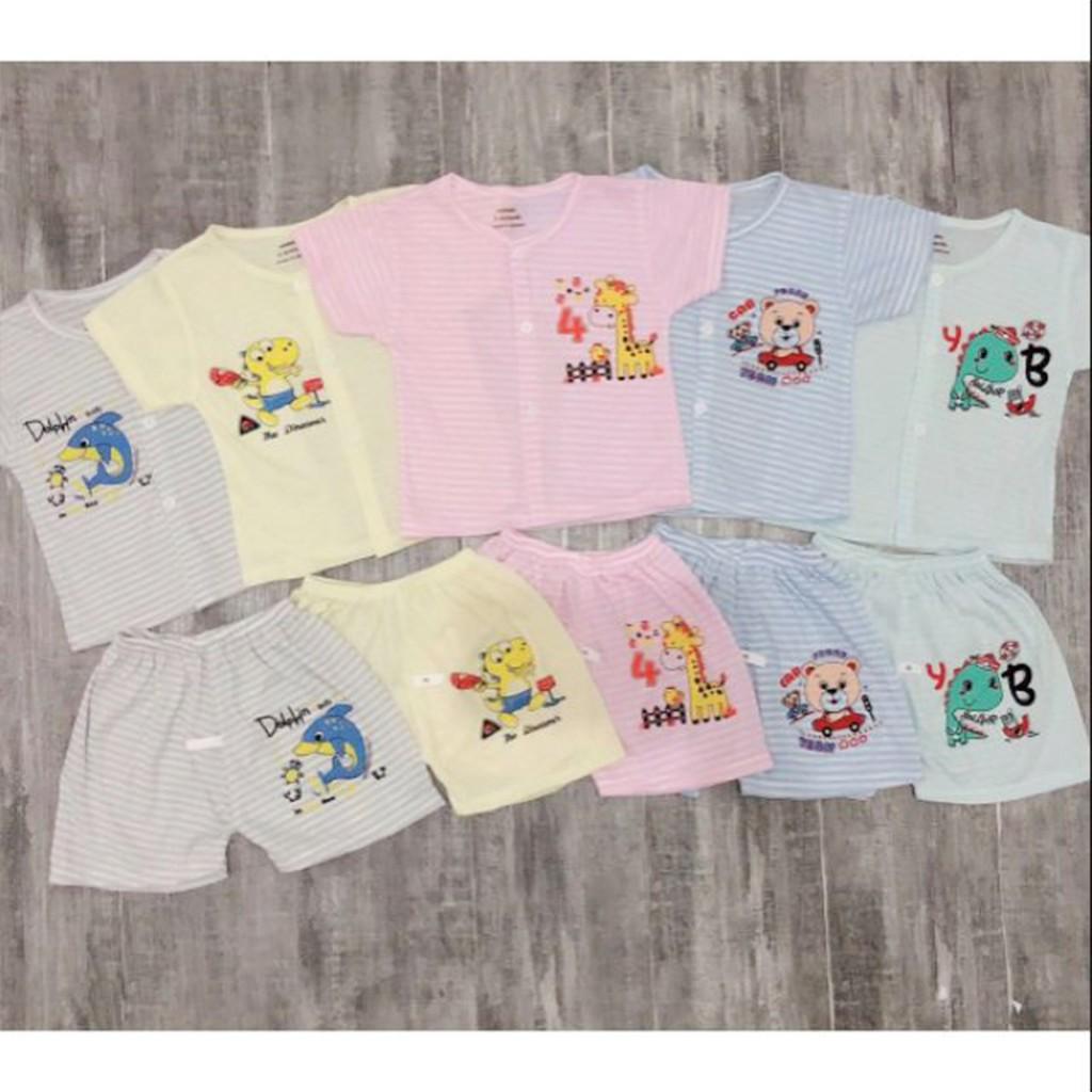 Bộ cộc tay cho bé trai bé gái sơ sinh vải Cotton Kẻ đẹp quần áo trẻ em hàng xịn từ 3-14kg – BCT07