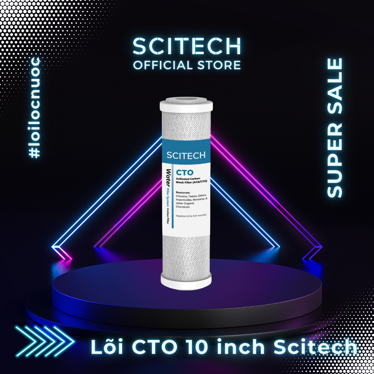 Lõi CTO 10 inch - Lõi số 3 máy lọc nước RO, bộ lọc thô - Hàng chính hãng