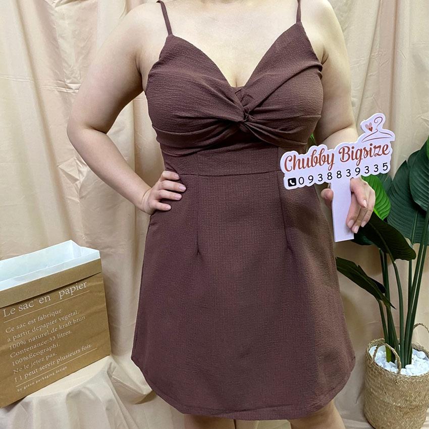 Set đầm dây nâu kèm áo khoác ChubbyBigsize