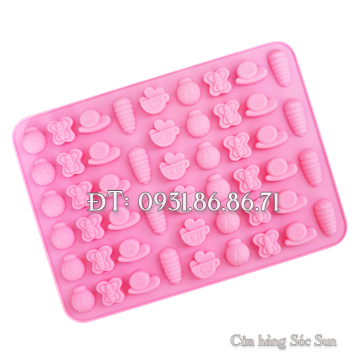 Khuôn silicon 50 con ong, bướm, ốc sên, cà rốt, con cánh cam - Mã số 1351