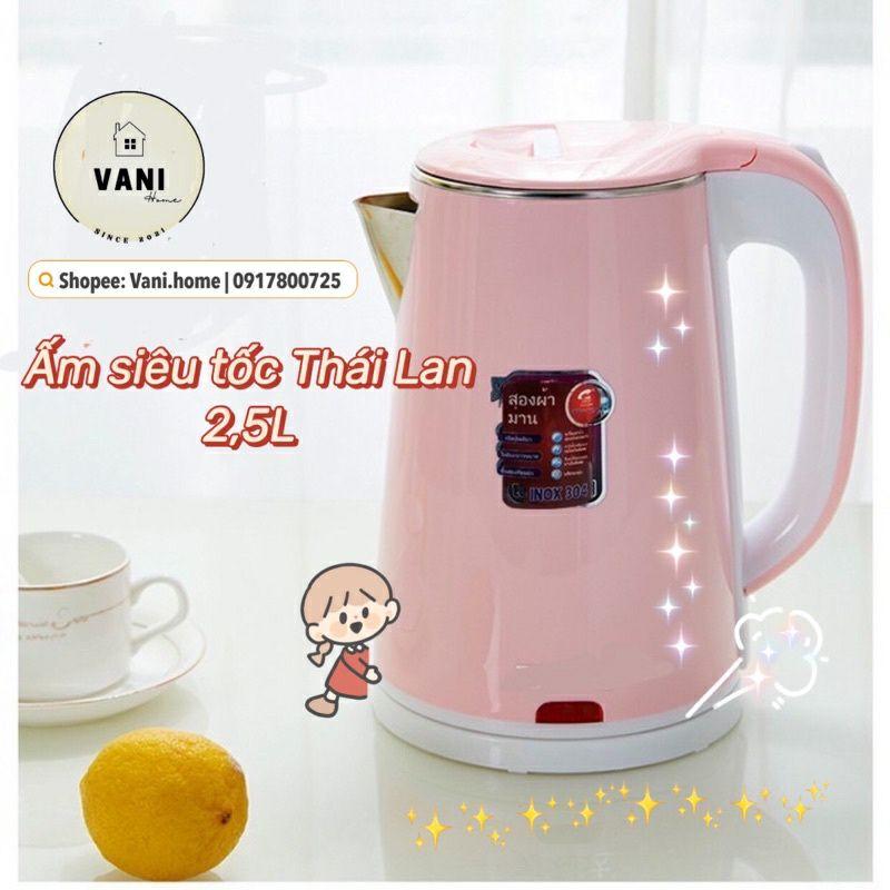 Bình đun siêu tốc 2,5L - Ấm đun nước sôi cao cấp Thái JL 2 lớp chống nóng chống giật mẫu mới màu xanh pastel cực xinh