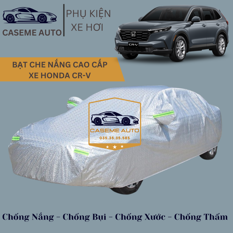 [HONDA CR-V] Bạt phủ xe ô tô tráng nhôm cao cấp dành cho xe HONDA CR-V, 3 lớp chống nóng, chống thấm, chống bụi - Hàng Chính Hãng