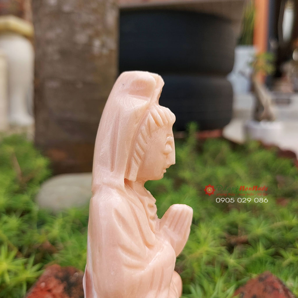 Tượng Phật quan âm đá Cà Rốt 11cm - đá Non Nước