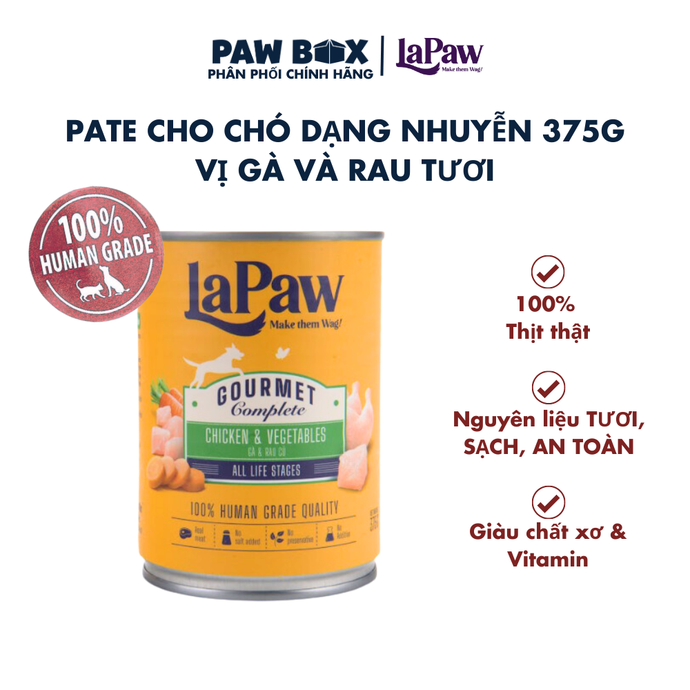 Pate cho chó - mèo laPaw Gourmet cao cấp dạng nhuyễn hộp 375g