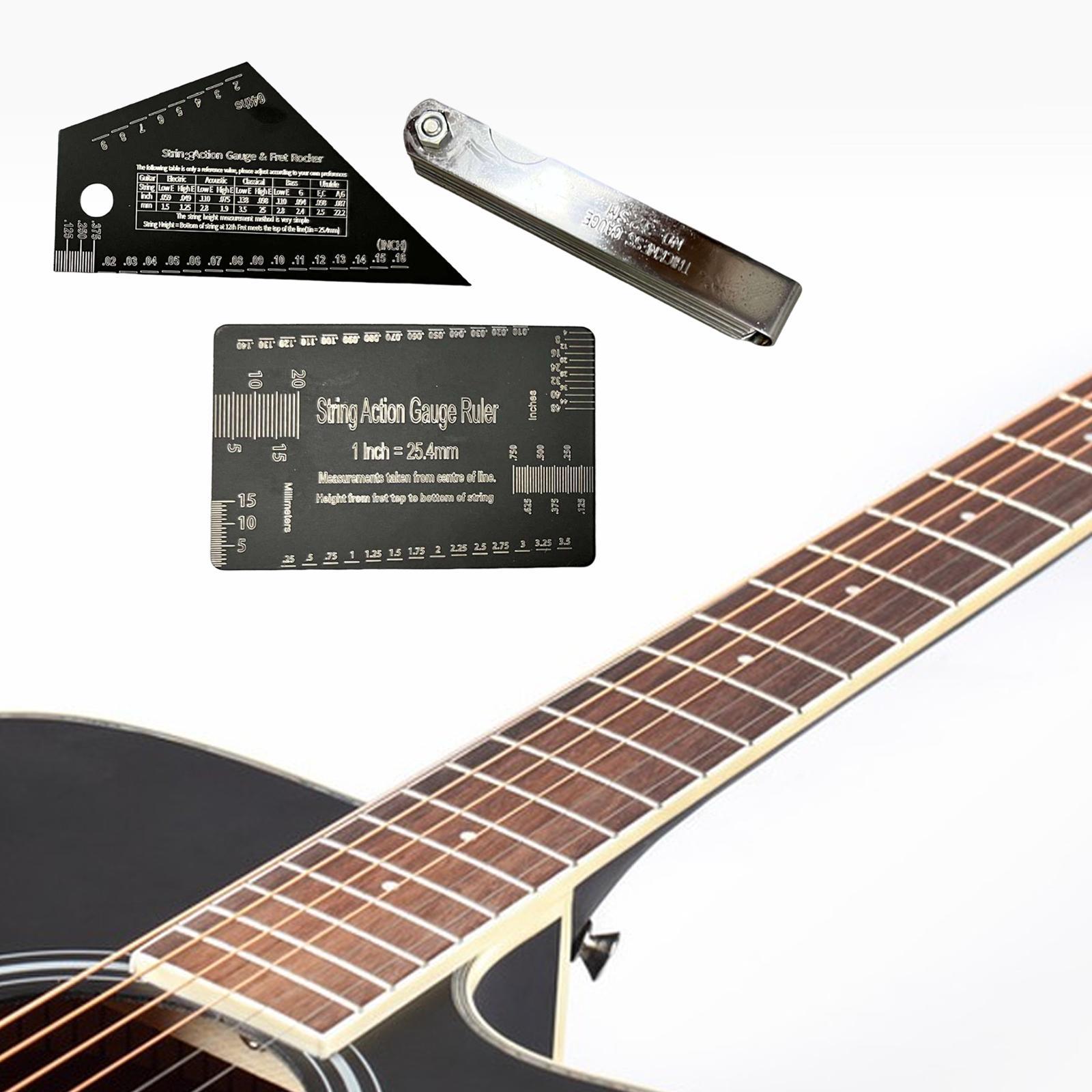 3Pcs Multifunctional Guitar Fret Rocker Luthier Tool for Electric Bass