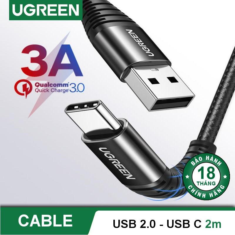 Cáp sạc nhanh USB 2.0 sang USB type C dòng 3A dài 0.25-2m UGREEN US301 - Hàng chính hãng