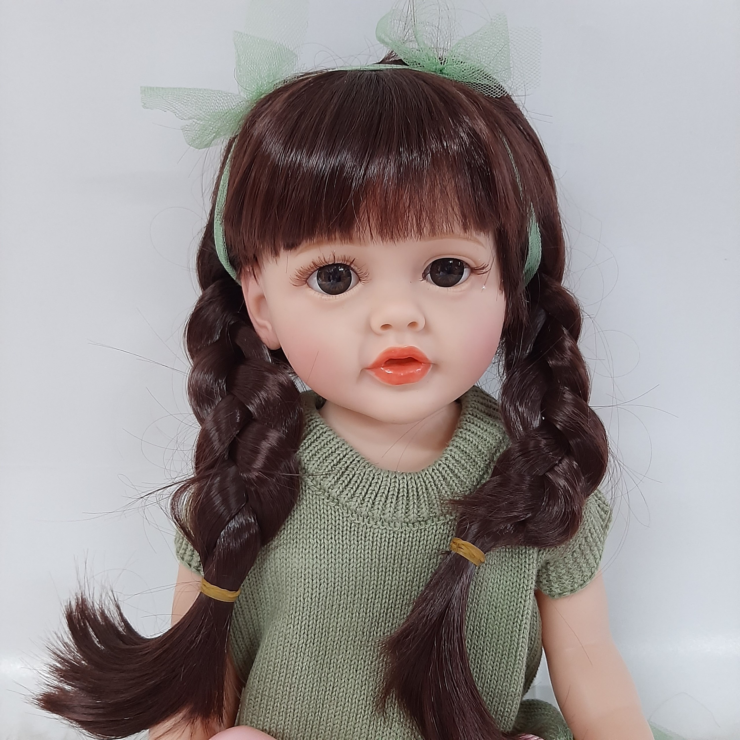 Búp Bê Tái Sinh Bé Gái Thân Nhựa Mềm 55CM _ Reborn Body Full Silicone 22inch Doll