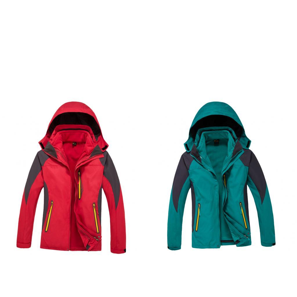 Men's 2 in 1 Sports Ski Winter Jacket with Removable Fleece Liner Jacket & Hooded Waterproof Soft Shell for Hiking Trekking