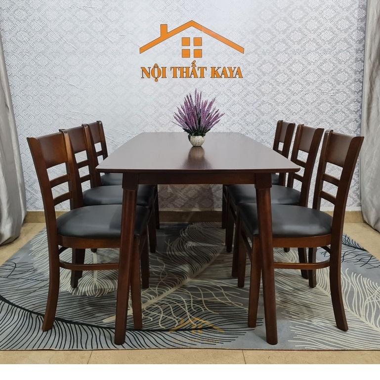 Bộ bàn Lunar 6 ghế Mostar 1m6 (Nâu) 80cm x 160cm x 75cm Mặt bàn HDF lõi xanh nhập khẩu Malaysia