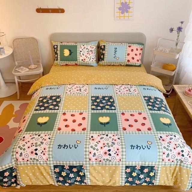 Bộ Chăn Ga Gối Cotton 100% - Hoa Thổ Cẩm