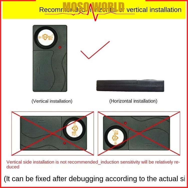 Đen Thiết Bị Báo Động Chống Trộm Không Dây Chống Thấm Nước 110db Kèm Remote Điều Khiển