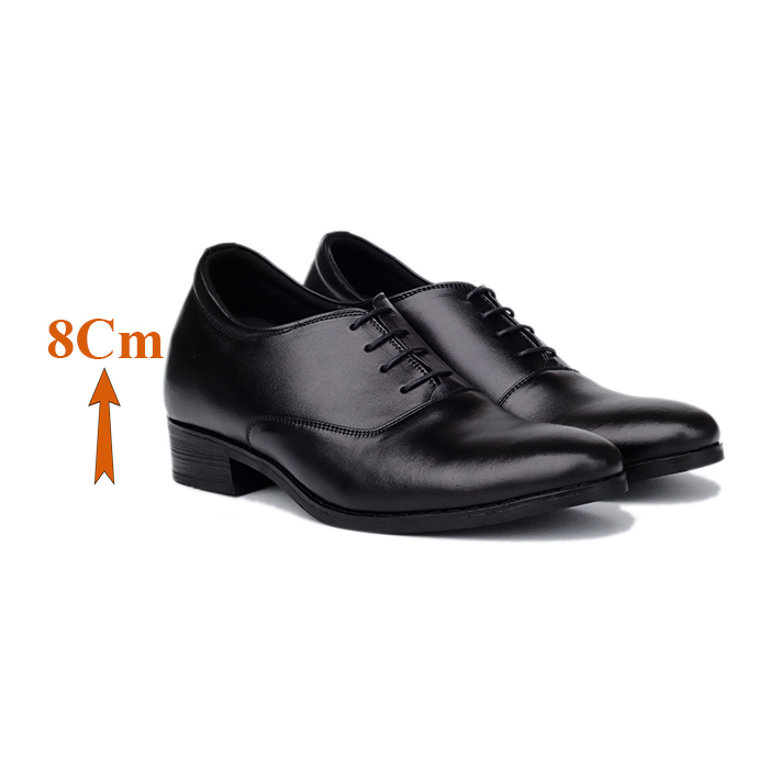Giày Tăng Chiều Cao Nam T&TRA Tăng Cao 8Cm- S1012 Đen - Chất Liệu Da Bò Cao Cấp, Đế Cao Su Ghép- Đế Pháp, Phần Tăng Cao Ẩn Bên Trong