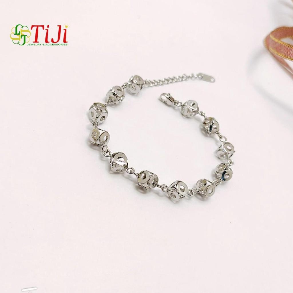 Lắc tay inox nữ kiểu xí ngầu đẹp không đen không gỉ sét