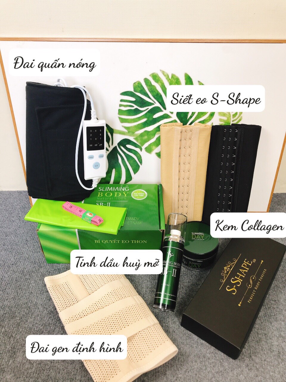 Combo Bộ ủ nóng tan mỡ Slimming body II cải tiến  + Đai siết eo S-Shape + Kem tan mỡ Simming Day Collagen - tặng kèm đai eo đình định